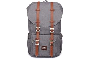 KAUKKO Plecak dla kobiet i mężczyzn, dla studentów 17 cali, plecak na laptopa 15", na co dzień, na wędrówki, 47 cm, 22,4 l, （canvas Grau） (szary) - E5-grey