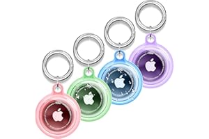 BOTTLE BEAT Waterproof AirTag Keyring Holder for Apple AirTags [4 Pack]. Anti-Lost, Anti-Scratch Secure Key Ring Case for Dog/Cat Collar, Key, Luggage, Backpack. 360° Protective Full Cover Keychain for Air Tag