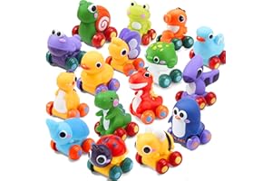 JOYIN Minicoches de Dibujos Animados de Animales, Juego de Coches de Juguete de Goma Suave, Coches Pequeños, Coche de Juguete para el Baño, Regalo de Cumpleaños para Niños y Niñas