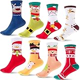 Duufin 8 Paia Calzini Natalizi Donna Calze Babbo Natalizie Calzini Morbidi Natale Calzini Invernali Calzini di Natale