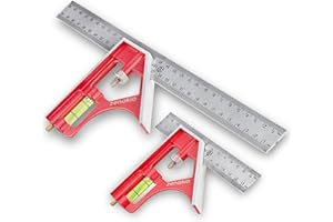 Set di 2 Squadre Combinate 30 cm e 15 cm - Misura e Marcatura Precise - Righello Angolare in Acciaio Inox - Ideale per Lavorare il Legno e il Metallo - Squadra Combinata Professionale Zenakio