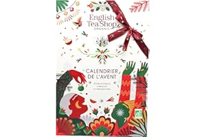 English Tea Shop - Calendrier de l'Avent thé et infusions biologiques - 25 sachets pyramides à découvrir dans chaque case - Livre Arbre de Noël