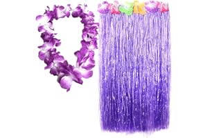 I LOVE FANCY DRESS hAWAIIAN SKIRT + COLOURED LEI 2 PIECE FANCY DRESS ACCESSORY SET 80 CM SKIRT HAWAII HULA LUAU COSTUME BEACH PARTY OUTFIT