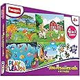 Play & Learn Funskool 4in1 Jigsaw Puzzle Game for Kids, Dino-Pets-Aquatic-Birds, 120 Pieces, Educational, Learning & Development, Fun Activity Toy for Childrens, Gift Set for Kid, Age 4+ Years