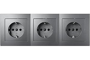 ETT McPower FLAIR Set de enchufes de pared | Beginner 3S | 4 piezas | Toma de corriente triple con marco, enchufe con protección infantil, antracita, mate