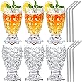 INFTYLE 7 oz Cocktail Glasses Set of 6 Unique Pineapple TiKi Glass Creative Drinking Glasses Suitable for Cocktail, Wine, Juice, Water, Milk.Dishwasher safe