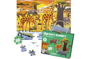 GENERIC Safari Puzzle for Kids Ages 3–8 – 60-Piece Montessori Floor Puzzle for Boys & Girls | Travel Toy, Toddler Learning Game & Gift for 3 4 5 Year Olds | Migratory Wonders Jigsaw