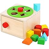Toys of Wood Oxford Cube triage des Formes avec Roue tournante - Cube d'activité en Bois éducatif Montessori pour Apprendre L