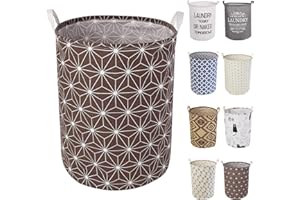 LessMo 19.7" Cestello portaoggetti per Cesto della Biancheria, cesti per Biancheria Pop-up Pieghevoli, Lino Cotone Impermeabile Rotondo