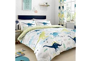 Bedlam Dino-Glow in The Dark, multicolore, set copripiumino matrimoniale