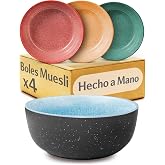 Cosumy Set of 4 Stoneware Muesli Bowls (800 ml Bowl) &ndash; Artisan Tableware | Handmade, versatile as dessert bowl, salad bowl an