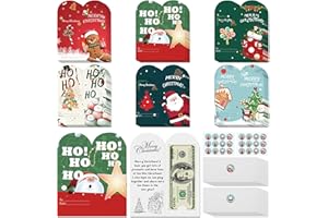 KEYIDO Lot de 24 portefeuilles et enveloppes de Noël pour argent liquide, cartes de Noël à mettre avec 24 enveloppes et autocollants