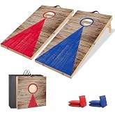 NZQXJXZ Cornhole Game - 60 x 40cm Premium Solid Wood Corn Hole Boards with 6 Bean Bags and a Carry Bag, Corn Toss Game for Fa