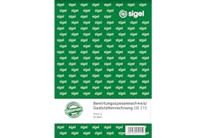 ‎SIGEL SIGEL GB515 Bewirtungsspesennachweis, 2seitig bedruckt, A5, 50 Blatt, aus nachhaltigem Papier