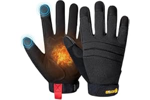 KAYGO KG127W Thermal Mechanical Work Gloves, Insulated Double Liner Lined, Mechanic Work Gloves, for Winter Work, Cold Store, Warehouse Construction in Cold Weather (Full Black, XL, Size 10)