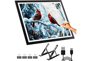 DONPODER Light Pad for Diamond Painting,5500 Lux Super Bright Diamond Art Light Board with Stand, 10 Level Stepless/Step Dimming Light Box for tracing,Artists,Drawing,Sketching,Animation（42 * 32cm