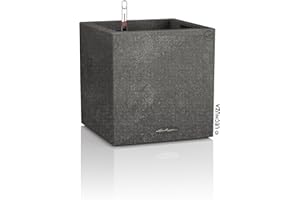 ‎LECHUZA Lechuza CANTO Stone low 30, graphitschwarz, Hochwertiger Kunststoff, Inkl. Bewässerungssystem, Herausnehmbarer Pflanzeinsatz, für Innen- und Außenbereich, 13702