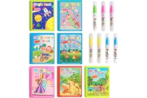 FIHODONE 7 Livre de Coloriage a L’Eau,Livre Coloriage Enfant avec Stylo à L'Eau,Peinture a Leau Enfant Avec Stylo à L'Eau,Livre de Coloriage Réutilisable,Jouets Peinture pour Tout-Petits