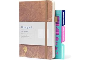 Ottergami Bullet Journal Pointillé A5 | Carnet de Notes | Pochoirs et Porte-Stylo | 150gsm Papier Épais Zéro Bavures | The Classic