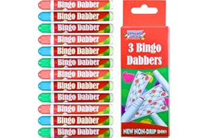BESTUS ACCESSORIES BESTUS Bingo Dabbers Bundle - 12 Non-Drip Markers in Bright Red, Blue, and Green - Mess-Free Pens for Game Nights, Bingo Halls, and Family Fun (4 Packs)