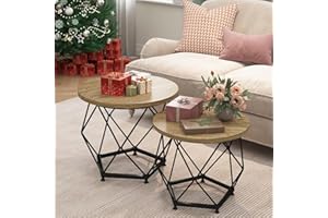 ‎MATORESU Matoresu Couchtisch Rund 2er Set, Wohnzimmertisch Klein, Beistelltisch, Nachttisch, Sofatisch, Satztische for Wohnzimmer, Schlafzimmer, Balkon, Büro