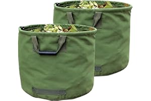 IVYH Confezione da 2 Sacco da Giardino 125L Resistenti con Manici, Sacchetto Foglie Verdi con Tessuto Militare Canvas (H45.7 cm, D55.8 cm)