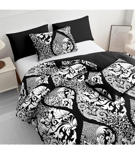 Set Copripiumino Singolo In Puro Cotone Con Fantasia Paisley – Reversibile Con Federa, Morbido E Traspirante, Grigio