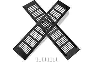 QIMEI-SHOP Griglia di Ventilazione Rettangolari Griglia d'aria Alluminio Griglie D'Aerazione con Vite per Sfiato di Porte Armadi Scarpiere 35 x 8 cm Nero 2 Pezzi