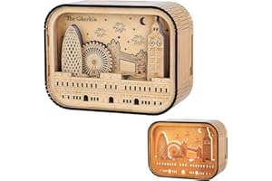 DRMFLE 3D London Souvenir Gifts for Women Men,Wood Crafts Landmark Building Model UK Travel The Gherkin Big Ben Tower Bridge Eye, Desktop Wooden Ornaments Home Office Decor