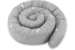 Totsy Baby Almohada para Dormir de Lado, Almohada para el Cuerpo de Serpiente 400 cm Algodón - cojin Cervical Enrollable Lavable Cojines Grandes Almohada para el Cuerpo Oeko-Tex Lunas