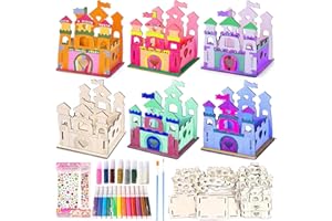 Zeuwets Prinzessin Holzschloss Basteln, 12 Stück Holz Bastelset Kinder Mädchen, Prinzessin Bemalen Handwerk, Kreativ DIY Spielzeug Geschenk für Geburtstagsparty Mädchen 3 4 5 6 7 8 9 10 Jahre
