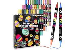 FINGERTIP STORY Zestaw pisaków akrylowych, 72 kolory, 36 sztuk, podwójne końcówki, pisaki akrylowe do kamieni, szkła, ceramiki, drewna, tworzywa sztucznego, kaligrafii, permanentnych markerów dla