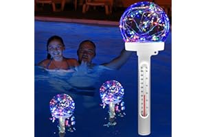 KingSom Thermomètre Piscine Flottant,LED Colorée Thermomètre Piscine Solaire,Thermomètre de Piscine Facile à Lire la Nuit,Thermomètre de l'Eau pour Piscine avec Lumières Célestes,Thermomètre pour Spa