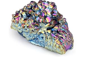 Sahoottie Regenbogen Druse Kristall Druse Rohstein Geode Edelsteine Natürlicher Unregelmäßige Energie Reiki Dekoration