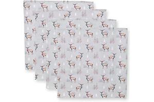 Cooksmart Set of 4 British Designed Christmas Napkins | Christmas Table Napkins For Parties, Events & Xmas Dinners | Cotton Xmas Napkins For All Festive Occasions - Christmas Stag