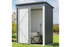 Bealife Metalowa Szopa Narzędziowa 180 x 162 x 95 cm, Stalowy Schowek Ogrodowy, Zewnętrzny Magazyn na Podwórko, Patio, Trawnik (Szary)