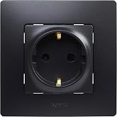 LEGRAND Socket 2P+T, Nilo&eacute; Monobloc, 16A 230V, Full, Black, 396492 | Socket 2P+T, Nilo&eacute; Monobloc Range, 16A 230V, Complete Me