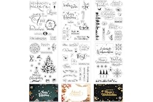 ROEOWENE 6pcs Timbri in Silicone Natale Timbri Trasparenti Scrapbooking Timbro Silicone Trasparente Timbri Natalizi Regalo per fai da te Artigianato Carta,Journal Christmas Clear Stamps Set