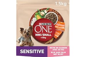 GOURMET Purina ONE Mini 10kg Pienso para Perro pequeño con Digestión Sensible Delicada con Salmón y Arroz, Bolsa de 1,5kg