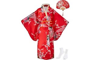 KRUIHAN Dziecięca Yukata Vintage Japoński Styl - Dziewczyna Kimono Dzieci Sukienka Tradycyjna Odzież Jedwabna Tkanina Szlafrok Odzież Ślubna Impreza Suknia Występ