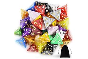 SLAKOZYT 40 Pezzi Dadi Poliedrici Colorati,D4 4 Facce Dadi Poliedrici da Gioco Set con Borse Velluto,Dungeons And Dragons Set di Dadi da Giochi di Ruolo per Giochi da Tavolo e Educazione DND RPG MTG