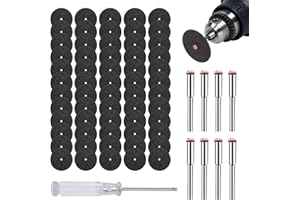 INQUIRLLY 60 Pezzi Dischi da Taglio Compatibili con Dremel, 32 mm Mini Dischi da Taglio in Metallo, con 8 Mandrino da 3 mm per Accessori Rotanti Accessori per Dremel per Utensile Rotante
