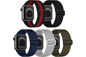 chinbersky 5 Pack Bracelet Compatibles avec Bracelet Apple Watch 49mm 45mm 44mm 42mm Homme Femme,Bracelet de Remplacement réglable Nylon élastique Sport Pour iWatch Ultra Séries 8/7/6/5/4/3/2/1/SE