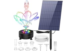 ‎AISITIN AISITIN Buntes LED Solar Springbrunnen 10W für außen Solarbrunnen mit 2m Wasserleitung und Feste Pfähle,Solar Teichpumpe mit 21 Effekte Solar Wasserpumpe für Garten Fischteich Wasserspiel Vogelbad
