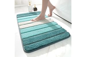 DEXI Tapis Salle de Bain Antiderapant 40 x 60 cm, Extra Doux, Lavable en Machine, Absorbant l'eau, Turquoise