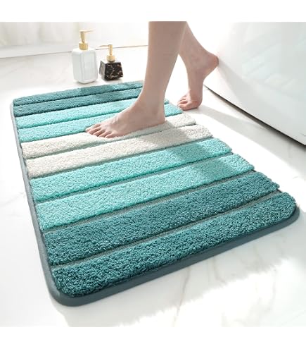 Tappeto Da Bagno Spirella Bree In Acrilico Antiscivolo – 60x90 Cm, Asciugatura Rapida, Verde Scuro, Lavabile In Lavatrice