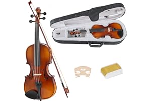 Classic Cantabile Student Violinenset 1/4 (Einsteiger/Schülerinstrument, Geige, Boden & Zargen aus Ahorn, Massive Fichtenholz Decke, Ahorn Steg, Inkl. Etui, Bogen und Kolofonium)