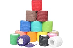 EMOIEMO 15 Rollen Selbstklebender Verband - 5cm x 4.5m Vliesstoff Selbsthaftende Bandage, Haftbandage Elastische Binde, Kohäsive Bandage, Ideal für Hand- & Knöchelverstauchungen und Schwellungen