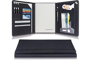 DITIORD Trifold Cover for Rocketbook Fusion, Panda, Everlast, Letter Size, Multi A4 Size Notebook Case with Pen Loop, Waterproof Fabric, Zipper Pocket, Business Card Holder, (Black)