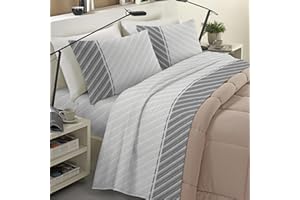 BANZAII TEXTILE INNOVATOR ONLINE Banzaii Completo Lenzuola Invernale Felpate in Flanella Anti-Pilling 100% Cotone Singolo (per Materasso 80/90 cm, Altezza Fino a 35 cm) Linda Grigio